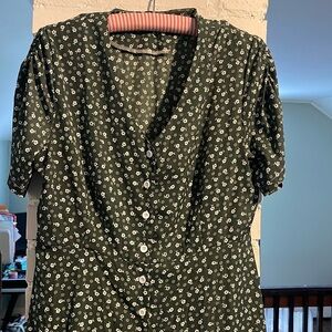 Green button down dress